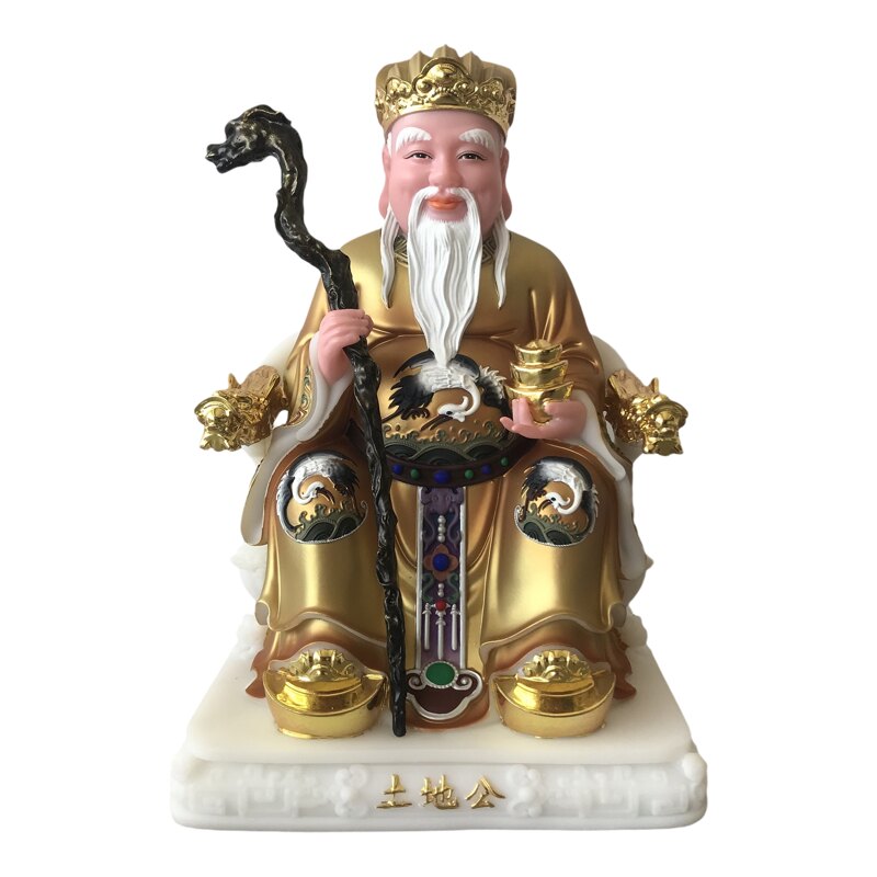 空心汉白玉土地公土地婆像土地爷土地奶福德正神镇宅招财神像摆件