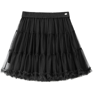 新品-BANANA BABY2026年春新款芭蕾少女风显瘦蓬蓬网纱蛋糕短半裙