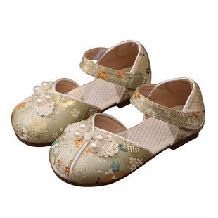 汉服鞋子女童夏季2026新款手工布鞋古风古装中式国风儿童绣花凉鞋