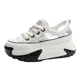 女士凉鞋2024流行爆款夏天搭配短裙阔腿裤裙子的厚底透气鞋子增高