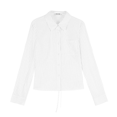 pusumede经典条纹长袖系带衬衫