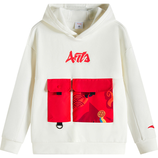 【醒狮龙服】安踏儿童卫衣25新款男童醒狮红色连帽卫衣喜庆年服