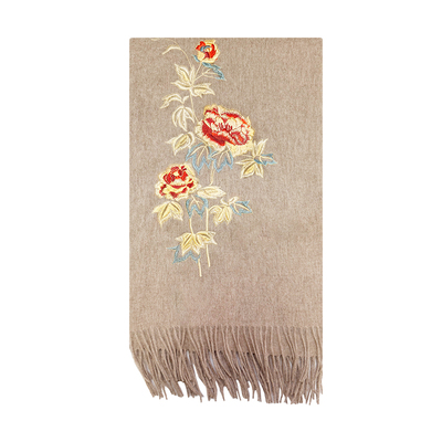 羊毛围巾女2025新款冬季保暖披肩斗篷高档刺绣披风送妈妈生日礼物