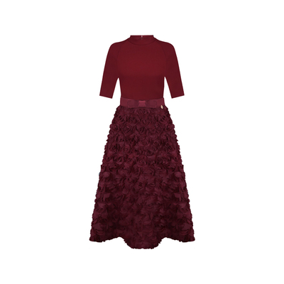 宴会玫瑰花裙摆礼服连衣裙