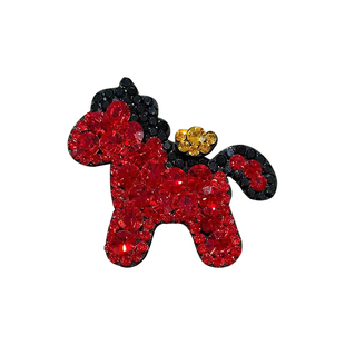 新年本命年红色元宝水钻小马发夹女2026新款侧边夹头饰发饰鸭嘴夹