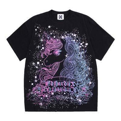 彩色渐变色烫仿钻印花休闲