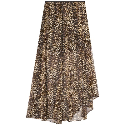 今屿花花豹纹开衩半身裙女春秋