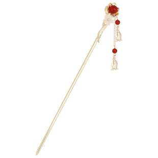 简晓古风甜美樱花发簪镀金复古国风铃兰花流苏发钗气质盘发步摇