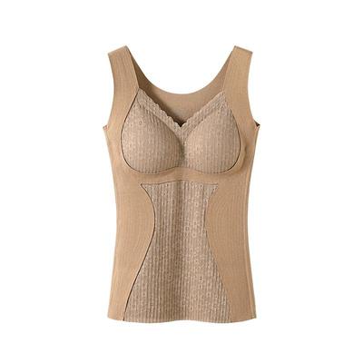 保暖背心德绒带胸垫文胸一体