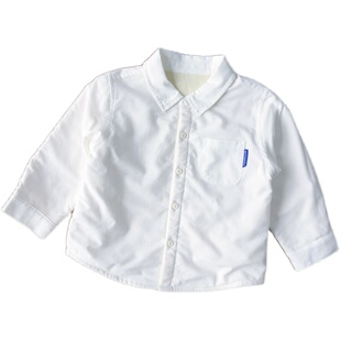 独家定制秋冬装男童加绒加厚衬衫小童衬衣宝宝长袖翻领外套纯棉