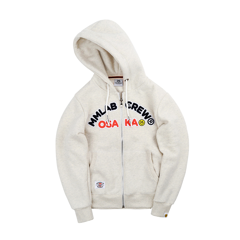 MMLABCREW OSAKA HOODIE秋冬藏青米麻灰色连帽衫长袖拉链卫衣外套