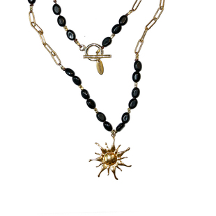 「新年礼物」太阳吊坠天然石甜酷叠戴长项链静奢风氛围感毛衣链