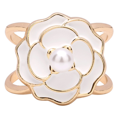 圆尔日韩金属女山茶花丝巾扣