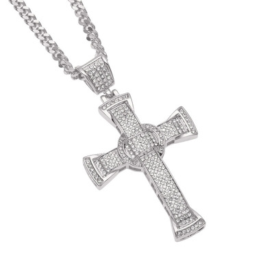 欧美嘻哈项链男潮hiphop十字架项链古巴链个性手表配饰套装街头男