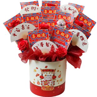 情人节DIY手工包装材料包仿真红玫瑰招财抱抱桶氛围生日礼物新年