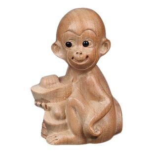 寅亥堂正品桃木猴子摆件申金吉祥物文玩木雕家居办公室书桌子装饰