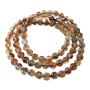 天然黑金超七圆珠款三圈手链 女款水晶超七骨干水晶手串饰品礼物