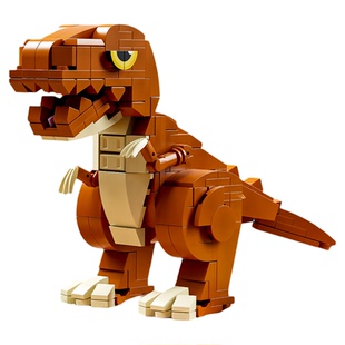 动物系列恐龙化石积木玩具拼搭拼装拼插益智男孩三角龙霸王龙翼龙