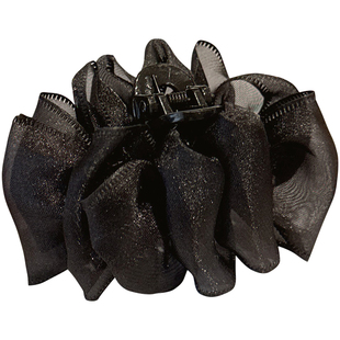 黑色网纱丸子头云朵抓夹少发量小号发夹鲨鱼夹半扎发发卡头饰夹子