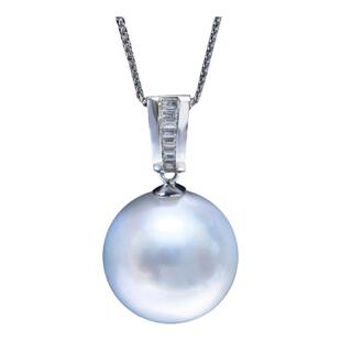 吉尔德大证天然海水维纳斯冷光澳白珍珠项链吊坠18K金钻石正圆