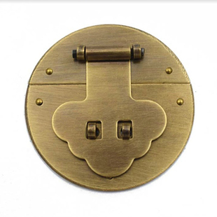 中式仿古纯铜搭扣老式卡扣木盒樟木箱子锁扣首饰盒子圆形素面箱牌