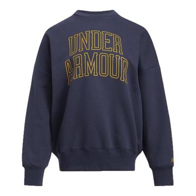 安德玛官方UA秋冬Rival Varsity女子抓绒宽松运动休闲卫衣6007880