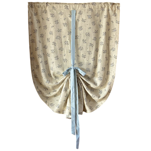 法式田园小花提拉帘暖黄色奶油ins风罗马帘隔断成品窗帘