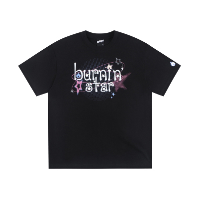 BURNIN*环绕之星短袖T恤2026年夏季字母印花男士圆领休闲宽松上衣