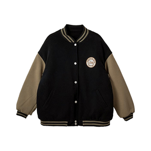 2025秋冬季大码胖mm复古棒球服外套女学院风宽松显瘦休闲夹克上衣