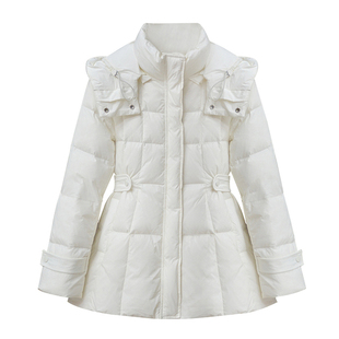 【冬日爱丁堡】小娜椒小个子法式收腰显瘦设计感减龄中长羽绒服女