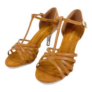 DUGDANCE 拉丁舞鞋新款女中高跟软底耐磨 国标成人比赛用1015棕色