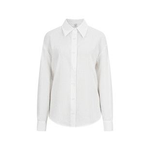 MosesQueen魔西女王白色翻领衬衫外套防晒衬衣宽松长袖polo领上衣