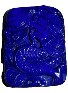 天然青金石龙牌原矿高光高亮