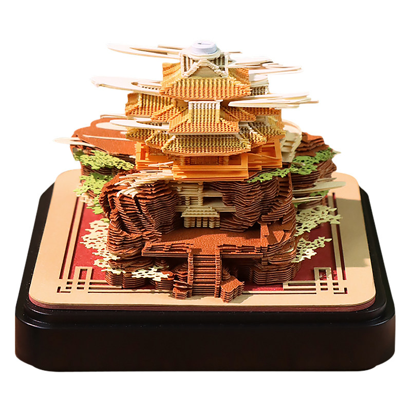 2026年纸雕日历老君山文创礼品手撕便利贴桌面模型摆件3d立体便签
