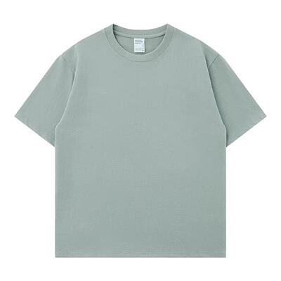 新疆棉300G重磅天青色百搭夏季新品薄款男女宽松纯棉休闲短袖t恤