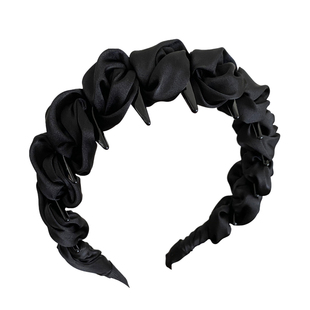 缎面云朵泡泡高颅顶发箍女款高级感洋气时尚波浪头箍压发洗脸发卡