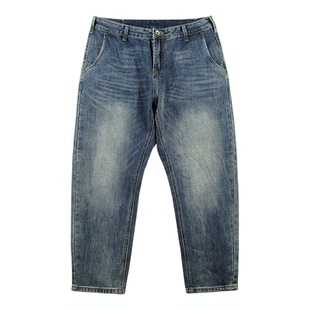 牛仔裤男美式复古薄款宽松锥型萝卜裤老爹裤哈伦裤B407/2583*08