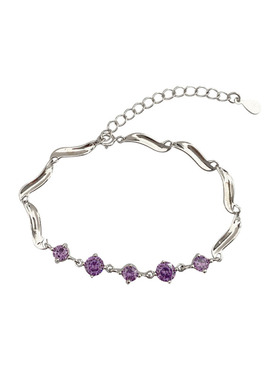 s925纯银手链女韩版紫钻表白百搭