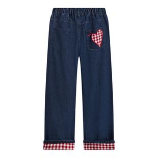 【格纹物语】爱法贝春冬款女童牛仔裤儿童洋气时髦休闲格子长裤