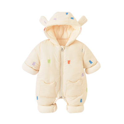 婴儿加绒加厚保暖连帽棉衣