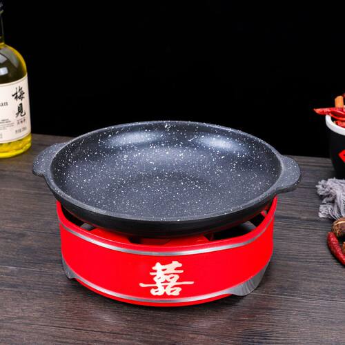 婚礼专用高端麦饭石不粘锅加热锅高效聚餐使用干锅炉浅大干锅