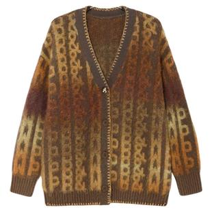 设计师款联名复古提花毛开衫马海毛毛衣女装羊毛衫鸟撤柜剪牌L166