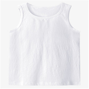 外贸吸汗透气中性黑色纯色背心男女童圆领薄款休闲上衣中大童夏装