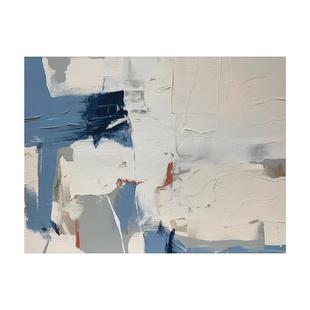 Jellypaint原创手绘《以太蓝 》| 客厅肌理抽象油画大幅横版挂画