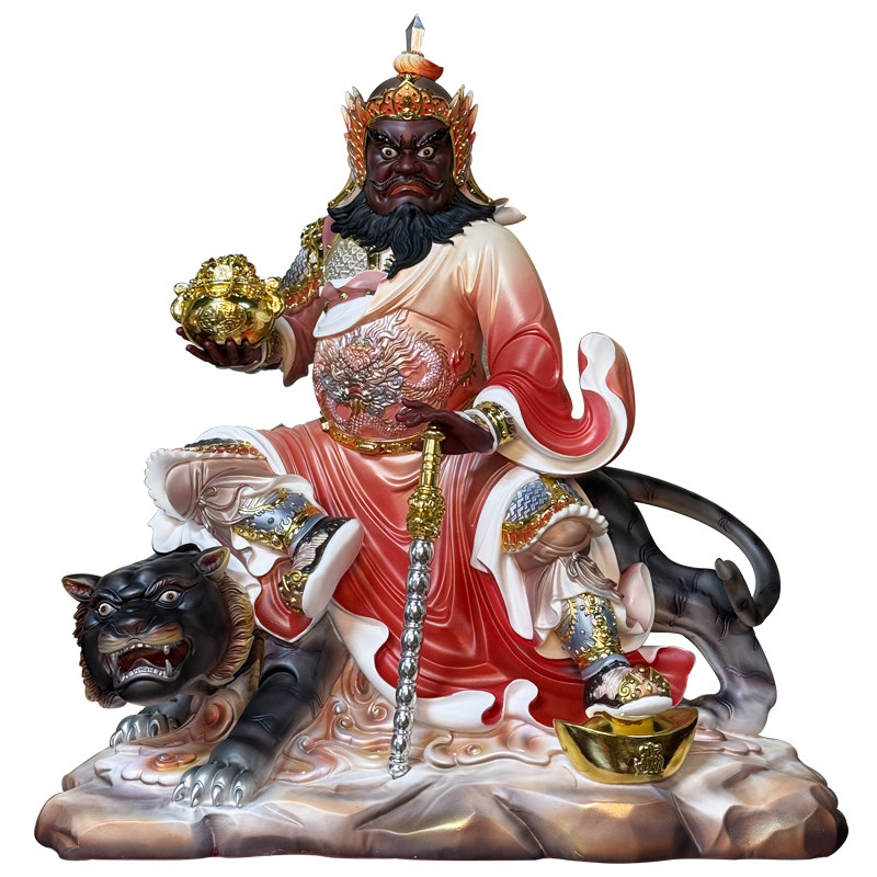 武财神赵公明神像汉白玉家用五路财神骑黑虎玄坛元帅开业招财摆件