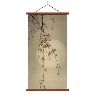 新中式月下客厅装饰画宋代美学竹子挂画中古风茶室书房背景墙壁画