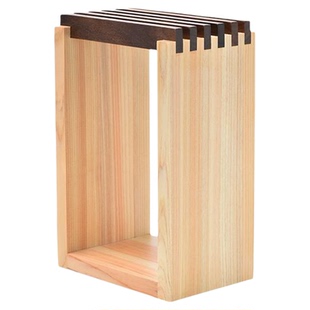 霜山桧木风琴刀架实木置物架厨房台面菜刀架家用通风刀具收纳架