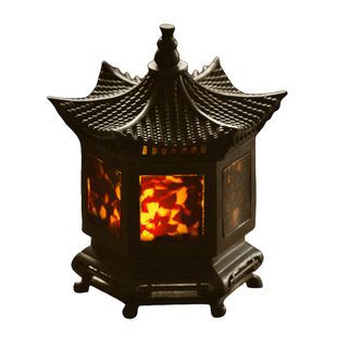 觅白古寺香炉锡制茶桌氛围灯禅意烛台盘香薰茶道摆件复古庙宇做旧