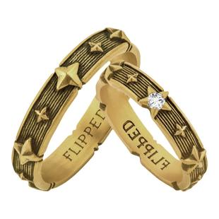 MONOLOGUE独白复古黄金星星钻石戒指情侣戒对戒送女友新年礼物