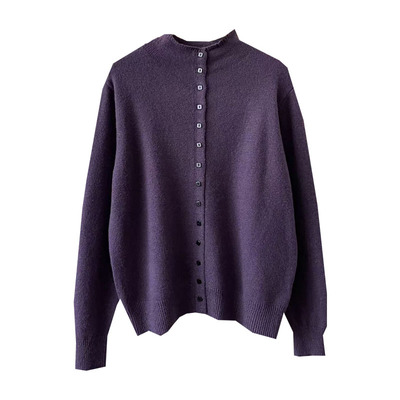 6色秋冬浣熊绒单排扣针织开衫